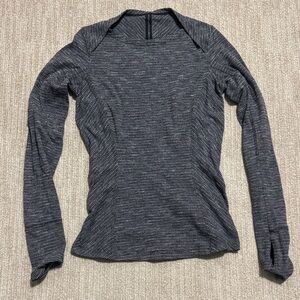 Lululemon Kanto Catch Me Long Sleeve Women’s Size 4 Black White Coco Pique Top